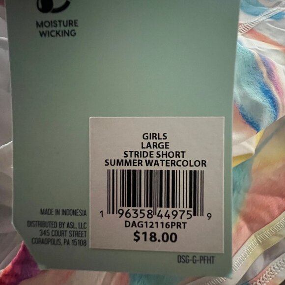 DSG Mid Rise‎ Stride Run Girls Shorts Large, Multicolor - Picture 7 of 9